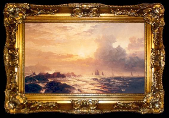 framed  Edward Moran Yachting at Sunset, ta009-2